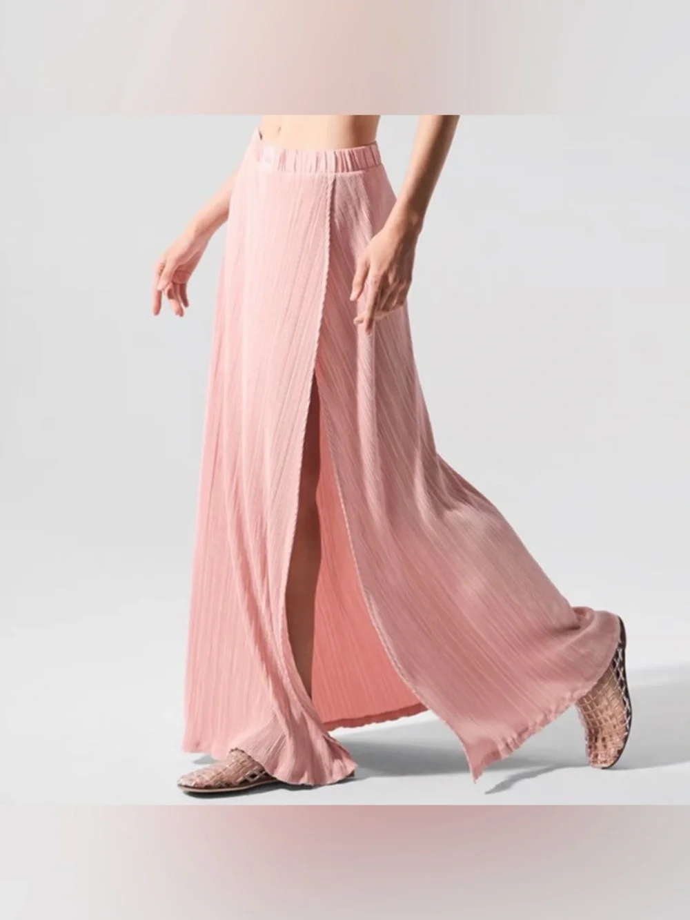 NWT Alo Micro Plisse Game On Long Skirt, Pink Quartz, XS - Picture 7 of 13